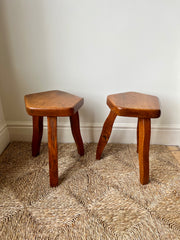 Eyespy - Brutalist primitive stools manufactured by Aranjou, France, c. 1960. Similar in design to Olavi Hanninen Mikko Nupponen stools.