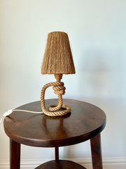 Eyespy - Small rope table lamp by Audoux Minet, France c.1950-60