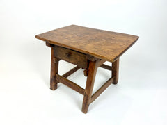Antique rustic primitive Alpine side table. France, late 19th century