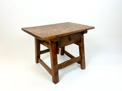 Antique rustic primitive Alpine side table. France, late 19th century