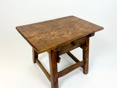 Antique rustic primitive Alpine side table. France, late 19th century