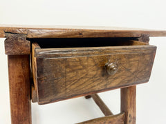 Antique rustic primitive Alpine side table. France, late 19th century