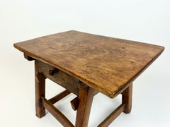 Antique rustic primitive Alpine side table. France, late 19th century
