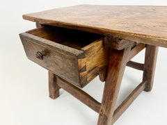 Antique rustic primitive Alpine side table. France, late 19th century