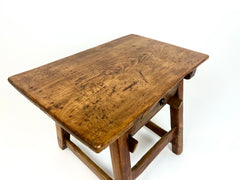Antique rustic primitive Alpine side table. France, late 19th century