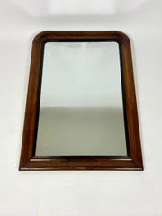 Large Antique Art Deco Wall Mirror: Wood Frame, Foxed Glass, France c.1920