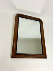 Large Antique Art Deco Wall Mirror: Wood Frame, Foxed Glass, France c.1920