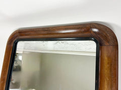 Large Antique Art Deco Wall Mirror: Wood Frame, Foxed Glass, France c.1920