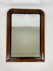 Large Antique Art Deco Wall Mirror: Wood Frame, Foxed Glass, France c.1920