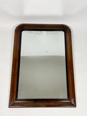 Large Antique Art Deco Wall Mirror: Wood Frame, Foxed Glass, France c.1920