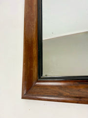 Large Antique Art Deco Wall Mirror: Wood Frame, Foxed Glass, France c.1920