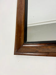 Large Antique Art Deco Wall Mirror: Wood Frame, Foxed Glass, France c.1920