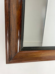Large Antique Art Deco Wall Mirror: Wood Frame, Foxed Glass, France c.1920