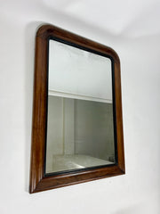 Large Antique Art Deco Wall Mirror: Wood Frame, Foxed Glass, France c.1920
