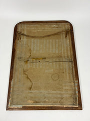 Large Antique Art Deco Wall Mirror: Wood Frame, Foxed Glass, France c.1920