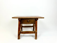 Antique rustic primitive Alpine side table. France, late 19th century