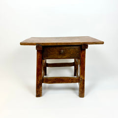 Antique rustic primitive Alpine side table. France, late 19th century