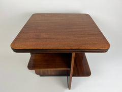 Eyespy - Art Deco era book or side table in mahogany. Manufactured in England c.1920-30 by Waring &amp; Gillow, retailed by P.E Gane, Bristol.
