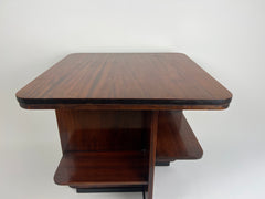 Eyespy - Art Deco era book or side table in mahogany. Manufactured in England c.1920-30 by Waring &amp; Gillow, retailed by P.E Gane, Bristol.
