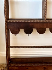 Rustic Pine Wall Mounted Plate Rack with Rope Twist Moulding & Scallop Edges