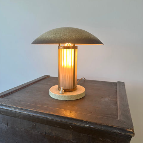 Art Deco Brass & Glass table lamp. France c.1920-30