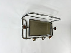 Art Deco coat rack with 5 hooks, mirror and shelf