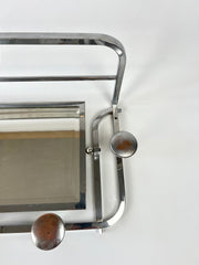 Art Deco coat rack with 5 hooks, mirror and shelf