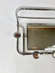 Art Deco coat rack with 5 hooks, mirror and shelf