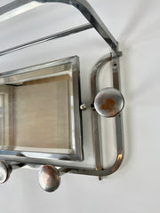 Art Deco coat rack with 5 hooks, mirror and shelf