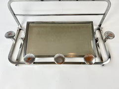 Art Deco coat rack with 5 hooks, mirror and shelf