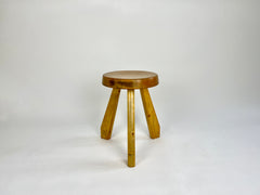 Pine Sandoz stool from Les Arcs, Charlotte Perriand