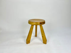 Pine Sandoz stool from Les Arcs, Charlotte Perriand