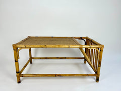 Vintage Bamboo & Rattan Coffee Table In The Manner Of Vivai Del Sud. Italy 1980s