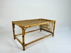 Vintage Bamboo & Rattan Coffee Table In The Manner Of Vivai Del Sud. Italy 1980s