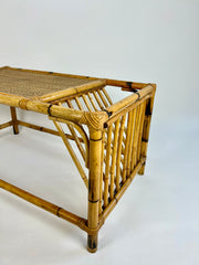 Vintage Bamboo & Rattan Coffee Table. Italy 1980s