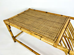 Vintage Bamboo & Rattan Coffee Table. Italy 1980s