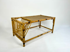 Vintage Bamboo & Rattan Coffee Table. Italy 1980s