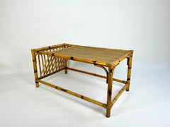 Vintage Bamboo & Rattan Coffee Table In The Manner Of Vivai Del Sud. Italy 1980s