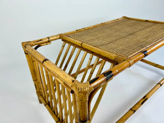 Vintage Bamboo & Rattan Coffee Table. Italy 1980s