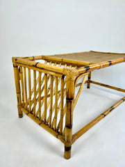 Vintage Bamboo & Rattan Coffee Table In The Manner Of Vivai Del Sud. Italy 1980s
