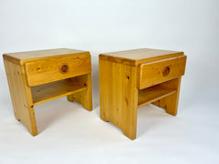 Pair Of Vintage Pine Bedside Tables From Les Arcs, France. Charlotte Perriand