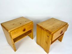 Pair Of Vintage Pine Bedside Tables From Les Arcs, France. Charlotte Perriand