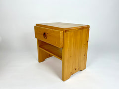 Pair Of Vintage Pine Bedside Tables From Les Arcs, France. Charlotte Perriand