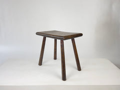 Primitive 19th century oak stool / side table