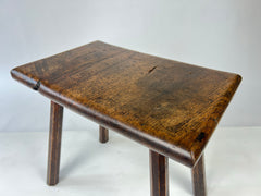 Primitive 19th century oak stool / side table