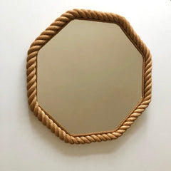 8 sided rope mirror, Audoux & Minet. France 1950-60 - Large