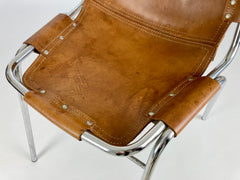 Leather chairs selected by Charlotte Perriand for Les Arcs