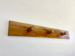 Large 1960s solid pine coat rack with 3 pegs from Les Arcs, France by Charlotte Perriand.