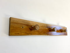 Large 1960s solid pine coat rack with 3 pegs from Les Arcs, France by Charlotte Perriand.