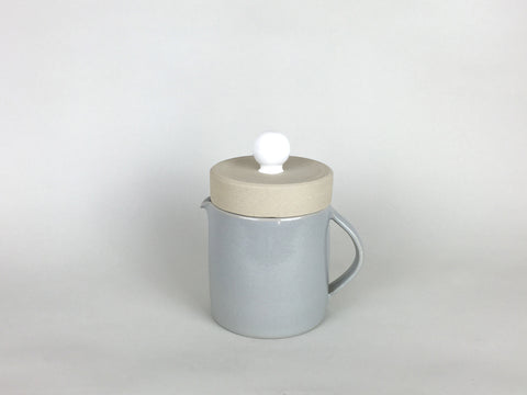 French Stoneware Basic Teapot - White / Smoke